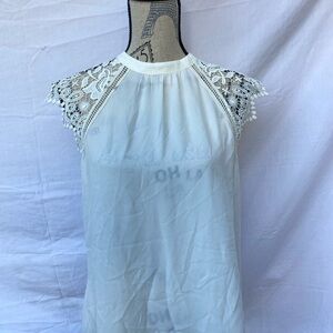 Express White Lace Sleeve Top